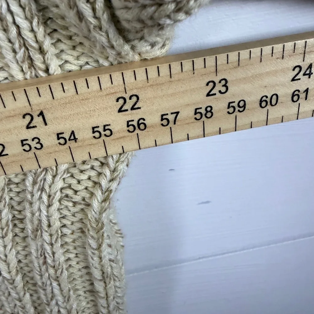 Vintage Gant Sweater Hand Framed Beige Tan Cable Knit Cotton Men L Y2K Fisherman